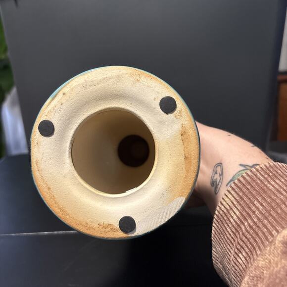 Set Of Three Ceramic Turquoise And Brown Glaze Candle Holders - Picture 10 of 16